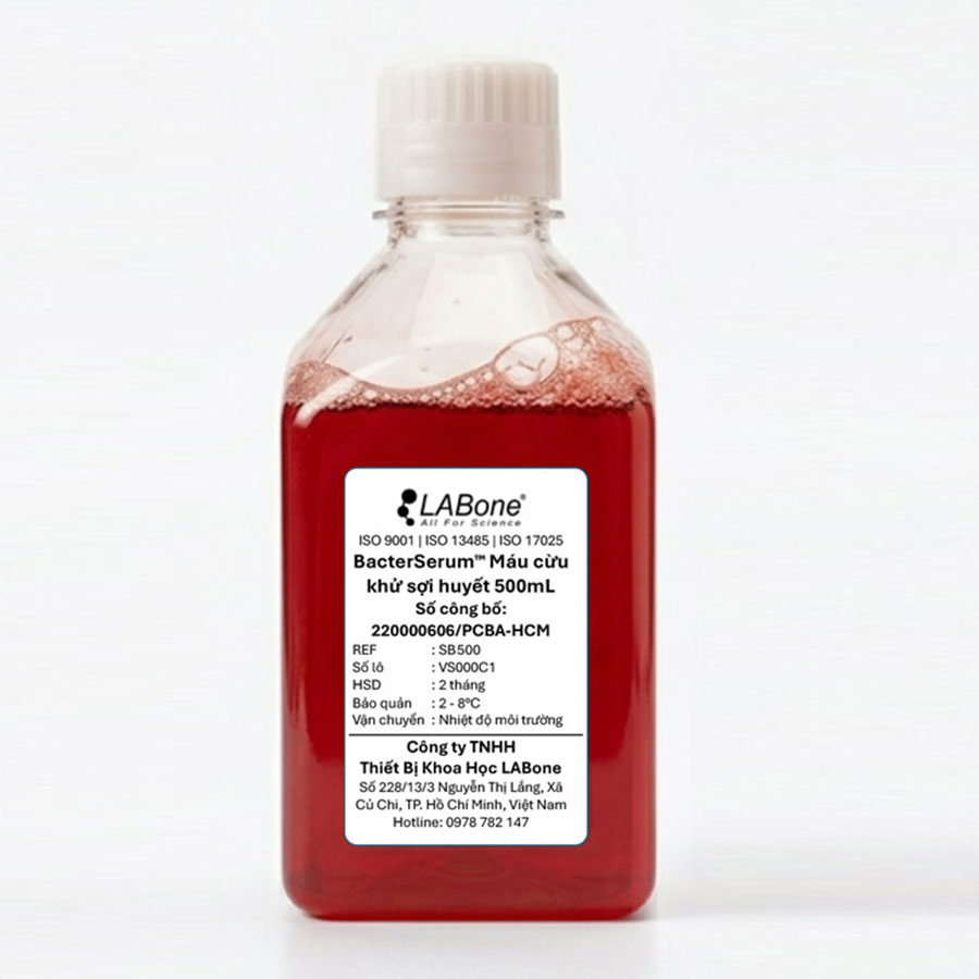 BacterSerum™ Máu cừu khử sợi huyết, 500mL